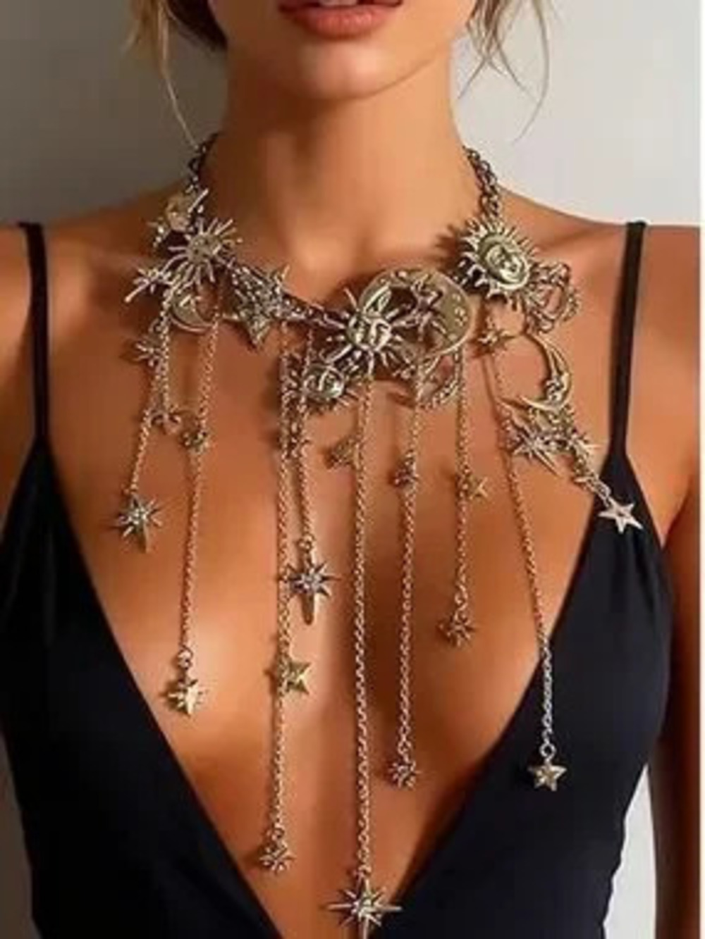 Luxe Gold Sun & Moon Celestial Drop Necklace
